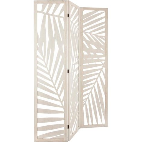 Atmosphera – Paravent contemporain 120x170cm en MDF et Paulownia – Parois ajourées – Blanc – Pour espaces modernes