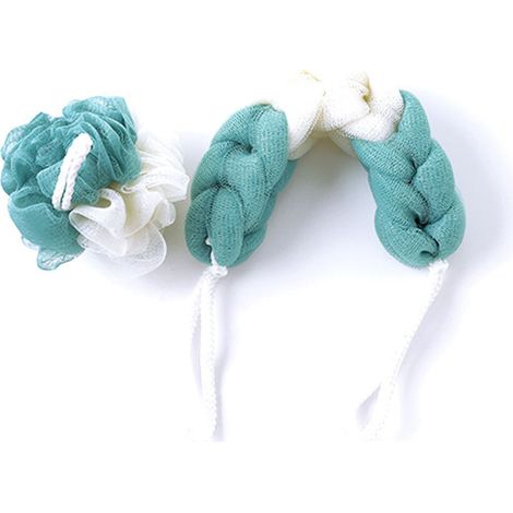 Éponge de bain fleur découpée en boule, filet moussant pour toilette (Vert) (1/5)