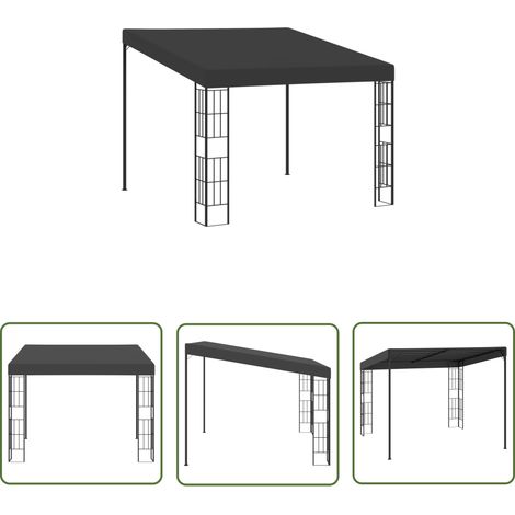 The Living Store Belvédère mural 3x3 m Anthracite Tissu - Abris Extérieurs - Auvent Mural - Parasol Mural - Protection Solaire - Ombre Extérieure (1/5)