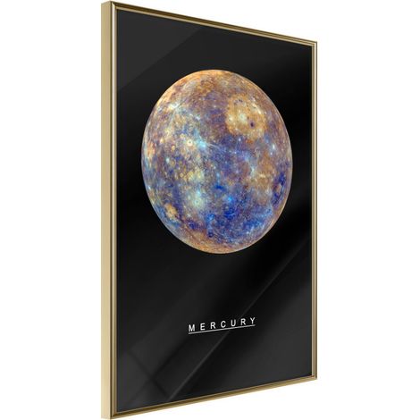 Affiche Murale Encadrée "The Solar System Mercury" 30 x 42 cm Or