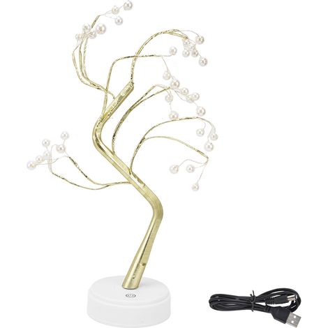 [Lampe de Table Bonsai] [Lumière Nuit Stable et Sécurisée] [Câble USB] [36L Lumière Perle Douce] - Branches Souples DIY [326g, Plastique Résistant] pour Déco Maison, Bureau, Fêtes