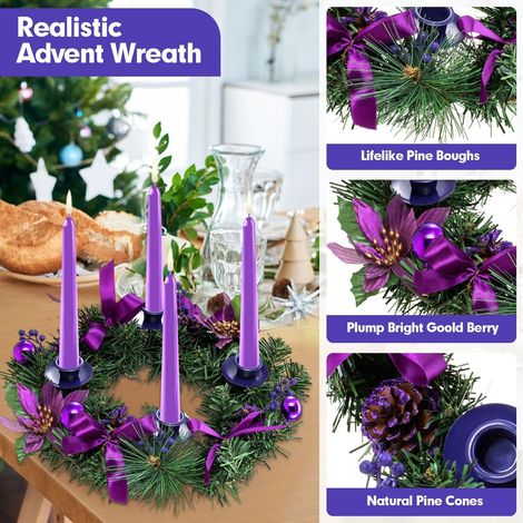 Guirlande En Rotin - Décoration De Noël Pour Porte Et Mur - Simulation De Couronne De Sapin Avec Pommes De Pin - 1 Pièce (1/2)