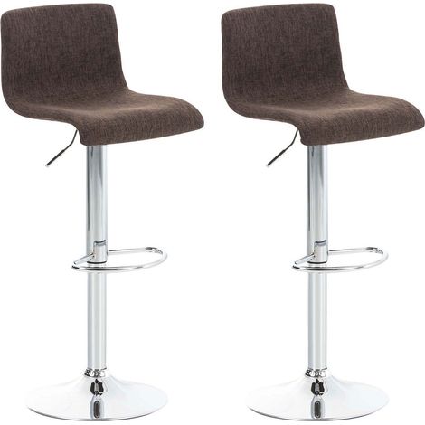 Set di 2 sgabelli da bar in metallo cromato con tessuto marrone 100004204