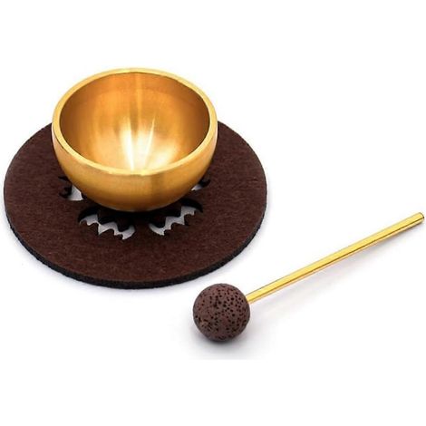 Set aus Mini-Klangschalen für Yoga und Meditation. Klangschale aus Messing mit Kissen für Achtsamkeit und Stressabbau. (1/5)