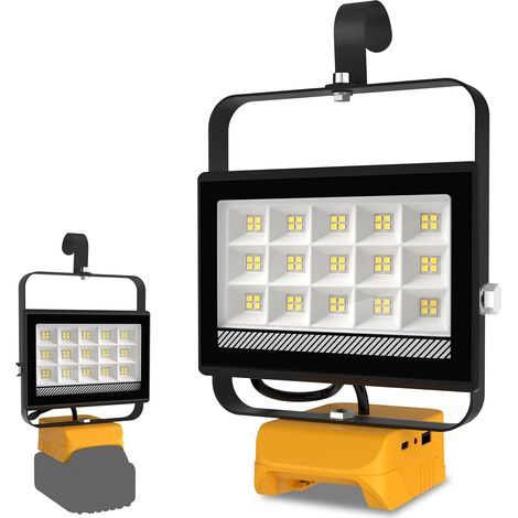 Projecteur de Chantier, 60W Projecteur LED Rechargeable Compatible avec Batterie, 4500LM Lampes de Travail Portable Pour l'atelier, Camping, Réparations, Chantier (Sans Batterie) (1/5)
