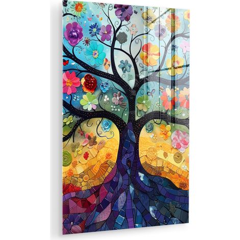 CUADRO DE METACRILATO Arte - Árbol de la vida - Flores - Hippie Cuadros Para Dormitorio 60x90 (1/5)