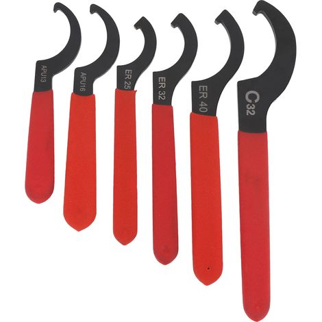 Lot de 6 clés à molette universelles APU13 16 ER25 32 40 C32 acier réglables pour amortisseurs clé crochet réglage coilover (1/5)