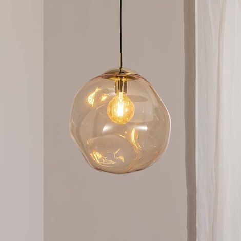 [GEBRAUCHT] B-Ware Euluna Glas Hängeleuchte Sol Deckenlampe Lampe Leuchte E27 Glas Gold Bernst376 (1/2)