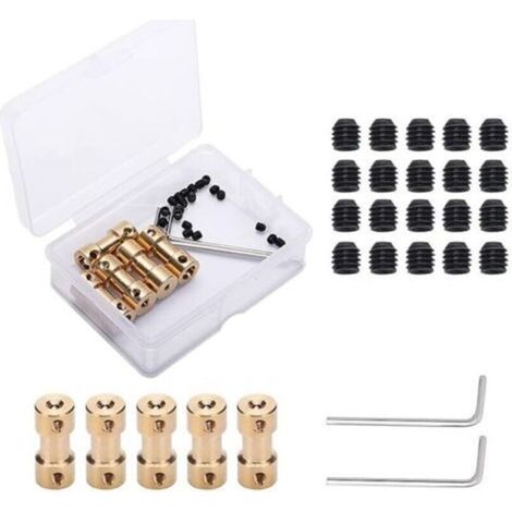 5Pcs Brass Shaft Coupler, Shaft Coupling Shaft Adapter, with Screw and Allen Key, for Airplane Boat Engine, 2mm to 2mm/3mm to 4mm/3mm to 5mm/4mm to 5mm/5mm to 5mm L20XD9 (1/5)
