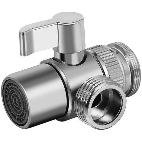 Diviseur de robinet de lavabo de cuisine ou de salle de bains en laiton, adaptateur de robinet, vanne de vidange de robinet à 3 voies-Chrom (1/4)