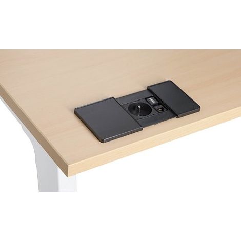 Prise encastrable - 1 prise secteur + 1 port RJ45 + 1 port USB - noir - Maxiburo (1/4)