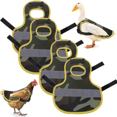 Gilets de sécurité réfléchissants pour poules, canards et oies - Lot de 4, tissu Oxford, camouflage à visibilité accrue (1/3)
