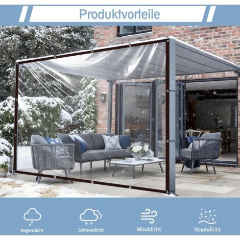 QORVA-2 x 1 mètre Bâche transparente imperméable perforée - idéale pour le mobilier de jardin - adaptée à une utilisation extérieure - résistante à la pluie - isolation pour plantes - anti-poussière