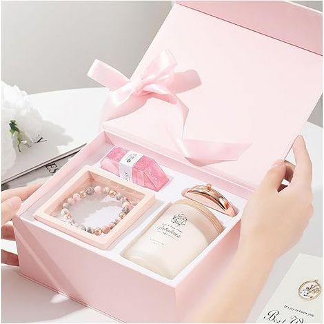 Coffret Cadeau Femme - Bougie Parfumée 350g, Bracelet Lave (1/5)