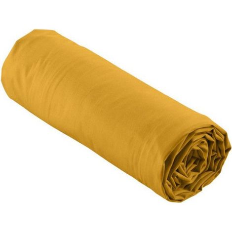 Drap housse 180x200 cm - Percale 100% coton - Bonnet 30 cm - Jaune (1/5)
