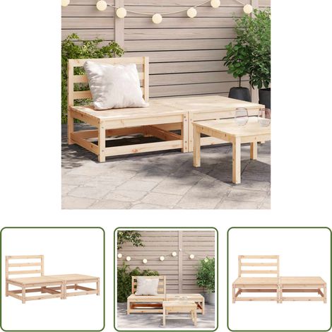 vidaXL Sofá jardín sin reposabrazos con reposapiés madera maciza pino (1/5)