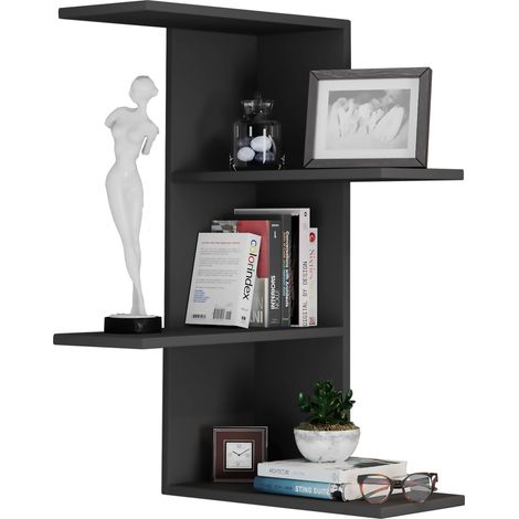 Estante de esquina de estantería de pared de madera Balos 77x45x45 - VCM