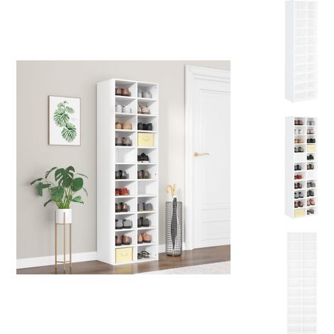 Schuhschrank Weiß 54x34x183 cm Holzwerkstoff - Schuhschrank - Schuhregal - Holzwerkstoff - Weißer Schuhschrank - Garderobe (1/5)