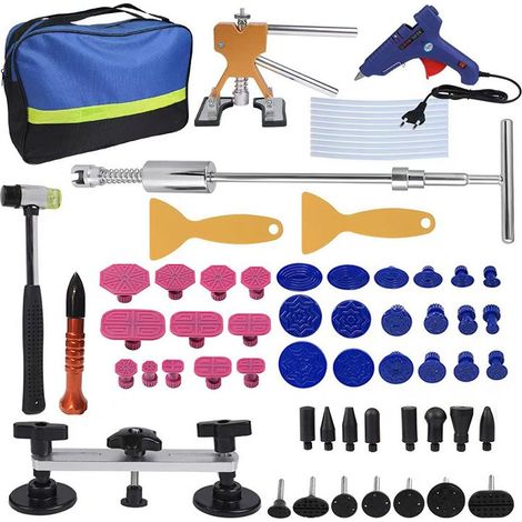Kit de reparación de abolladuras sin pintura con pistola de pegamento, ventosa y kit de reparación de abolladuras sin pintura para automóviles, refrigeradores, motocicletas y puertas. (1/5)