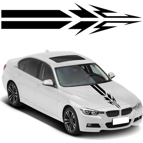Auto-Motorhauben-Streifen-Aufkleber, Rennkörper-Streifen-Aufkleber, Vinyl-Streifen-Aufkleber für die Motorhauben-Dekoration (schwarz)