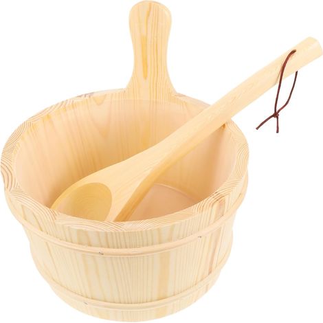 Seau De Sauna Bois Tonneau Bois avec Poignée Accessoire De Spa Pratique pour Sauna Bain Et Douche (1/5)