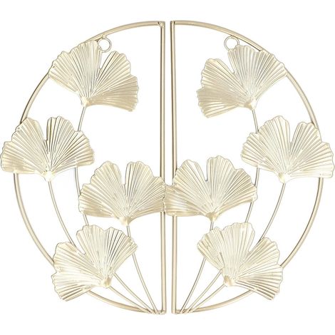 2pcs Décoration De Feuille De Ginkgo, Décoration Murale en Fer Forgé De Feuille De Ginkgo Doré en Métal De Style Nordique Simple Et Moderne pour la Maison (1/5)