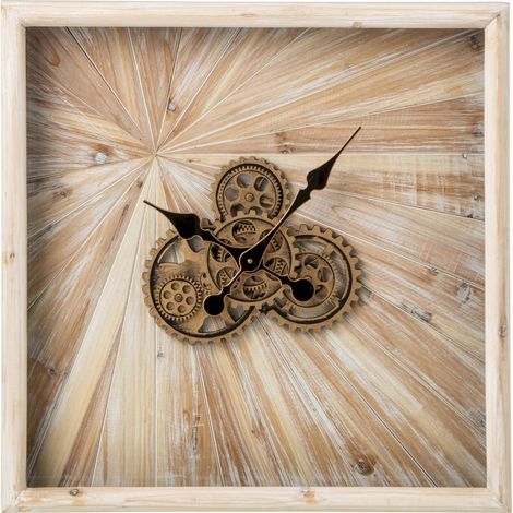 Horloge murale carrée effet bois beige - beige clair effet bois (1/5)