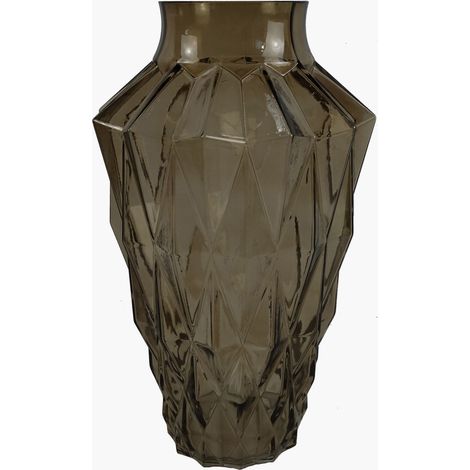 30cm Brown Geometric Glass Vase (1/3)