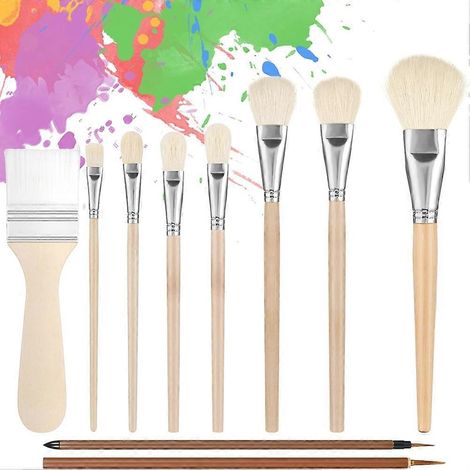 Lot de 10 pinceaux pour peinture acryliquepinceaux d'artiste pour peinture acryliqueaquarellefeuille d'orhuile. (1/5)