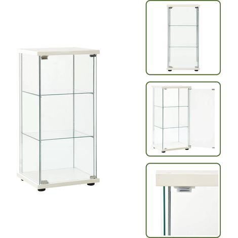 Armoire de rangement Verre trempé Blanc - Meuble De Rangement - Armoire Vitrée - Meuble Salle De Séjour - Armoire Bibliothèque - Stockage Organisé (1/5)