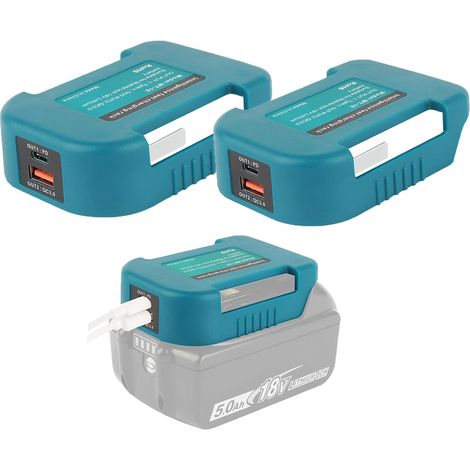2 Pack USB Charging Adapter Compatible with Makita 18V Battery 2 USB Holders with Type-C Fast Charging (1/5)