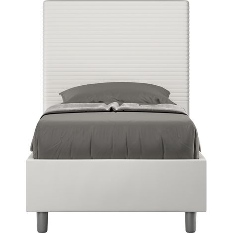 Letto Singolo 80x200 cm con Rete e Contenitore Focus Bianco (1/5)