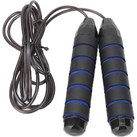 Corde à sauter réglable avec roulements en acier pour entraînement d'endurance, fitness, gym, exercice, bleue (1/5)