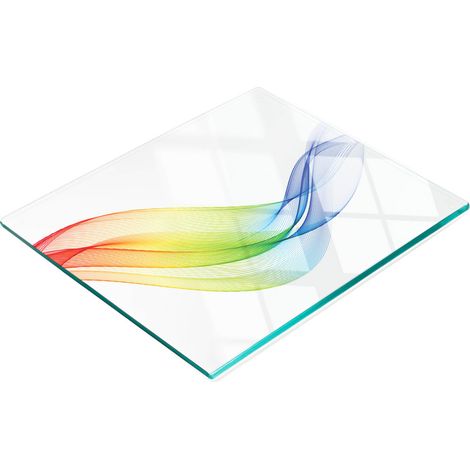 Elegante y resistente tabla de vidrio con estampado abstracto de arcoíris de 60x52 cm. (1/5)
