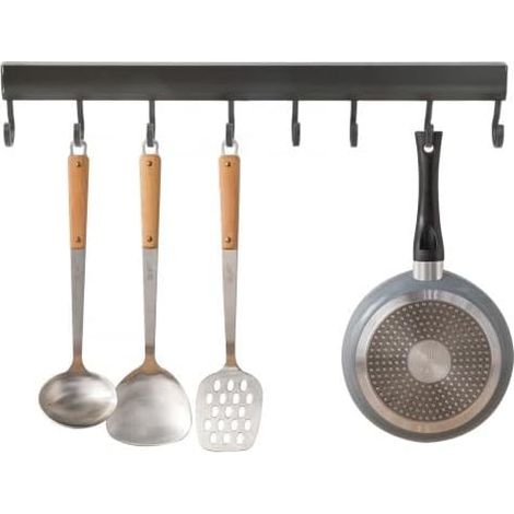 1 Barre de suspension, Aluminium, Auto-adhésif, Sans perçage, Crochets coulissants, Cuisine Salle de bain