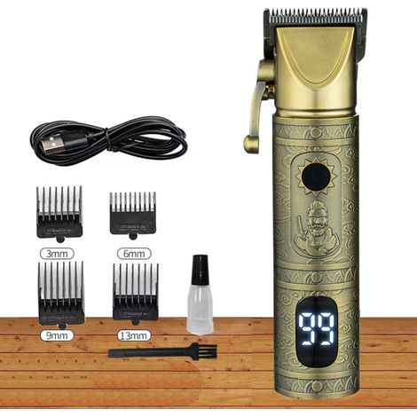 Tondeuse à cheveux entièrement métallique pour usage professionnel et domestique - acier inoxydable, moteur puissant et silencieux, lame amovible et lavable, 110 V-240 V (1/5)