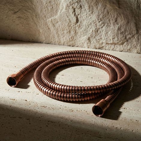 PaulGurkes Flexible Douche en Cuivre Nostalgie Bronze Rouge 150cm Acier Inoxydable (1/2)