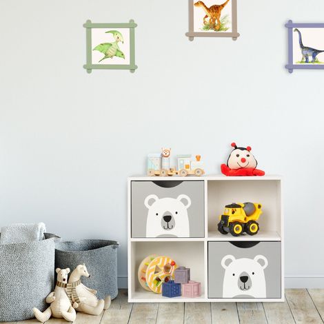 Toy storage shelf with 4 compartments bear design