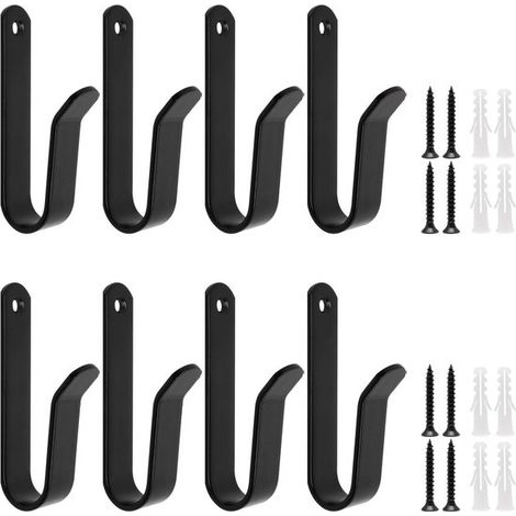 Lot de 8 supports muraux robustes pour snowboard - Support métallique horizontal - Adaptateur pour mur en bois - Crochet de rangement pour snowboard (1/5)