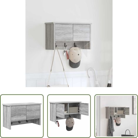 Étagère murale -  Porte-manteau mural avec étagère Gris Sonoma 50 x 20 x 30 cm (1/5)