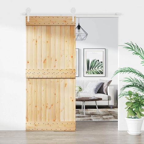 vidaXL Porte coulissante Naturel et Blanc 90 x 210 cm (1/5)