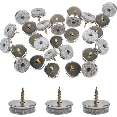 30 patins de chaise, patins de chaise de 20 mm de diamètre. Les patins de meubles avec feutre de 5 mm d'épaisseur sont une protection idéale des pieds de chaise, avec un montage facile avec des vis (1/5)