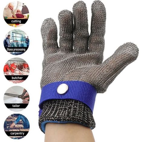 Gants anti-coupures en acier inoxydable niveau 5 - Protection optimale des mains, adaptés à diverses tâches professionnelles L (1/5)