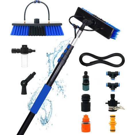 Brosse de Lavage télescopique avec Manche télescopique 3.6m m   Nettoyer Panneaux Solaires, Vitres, Façades et Véhicules, Barre télescopique de Nettoyage de fenêtre pour Installation PV (1/5)