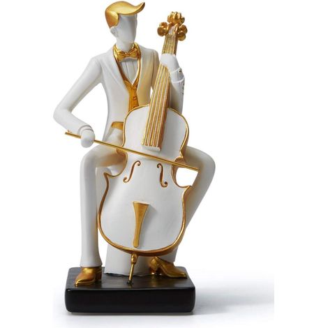 Figurine Musicien Sculpture Décor Résine Piano Violoncelle Cadeau Statue 22cm (1/5)
