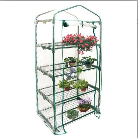Housse de Serre - PVC Transparent Anti-UV Impermeable - Pour Mini Serre 4 Niveaux - Intérieur Extérieur - 69 x 49 x 92 / 126 / 160 / 187 cm - 1 Pièce (1/5)