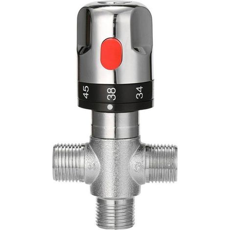 1 robinet mélangeur thermostatique en laiton, réglable, pour baignoire, avec sécurité à 38°C, pression dynamique 0,3 MPa (1/4)