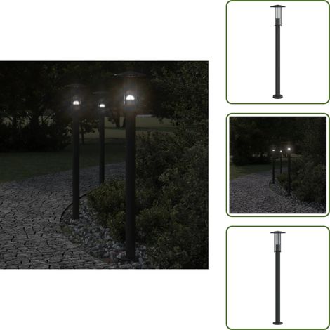 Lampadaire d'extérieur noir 100 cm acier inoxydable - Lampadaire Exterieur - Éclairage Extérieur - Lampe Extérieur - Luminaire Extérieur - Jardin (1/5)