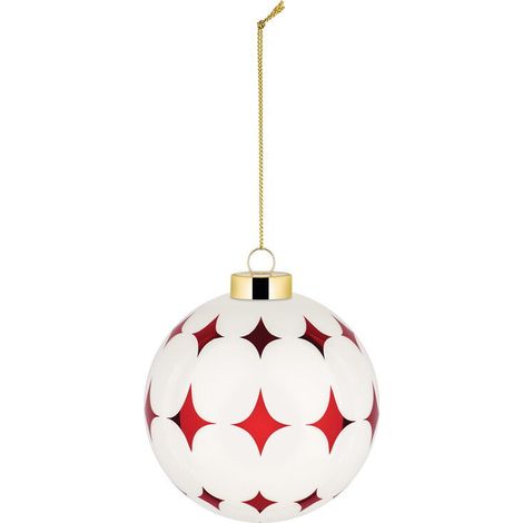 Alessi Bola de Navidad Delight Decoración 5 Nika Zupanc Vidrio Soplado Blanco Rojo Dorado Ø 9 Cm