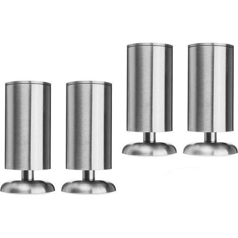 (50 x 120 mm) Pieds de meuble 4 pièces, pieds ronds d'armoire de cuisine en acier inoxydable, supports de rehaussement de meuble réglables (1/5)